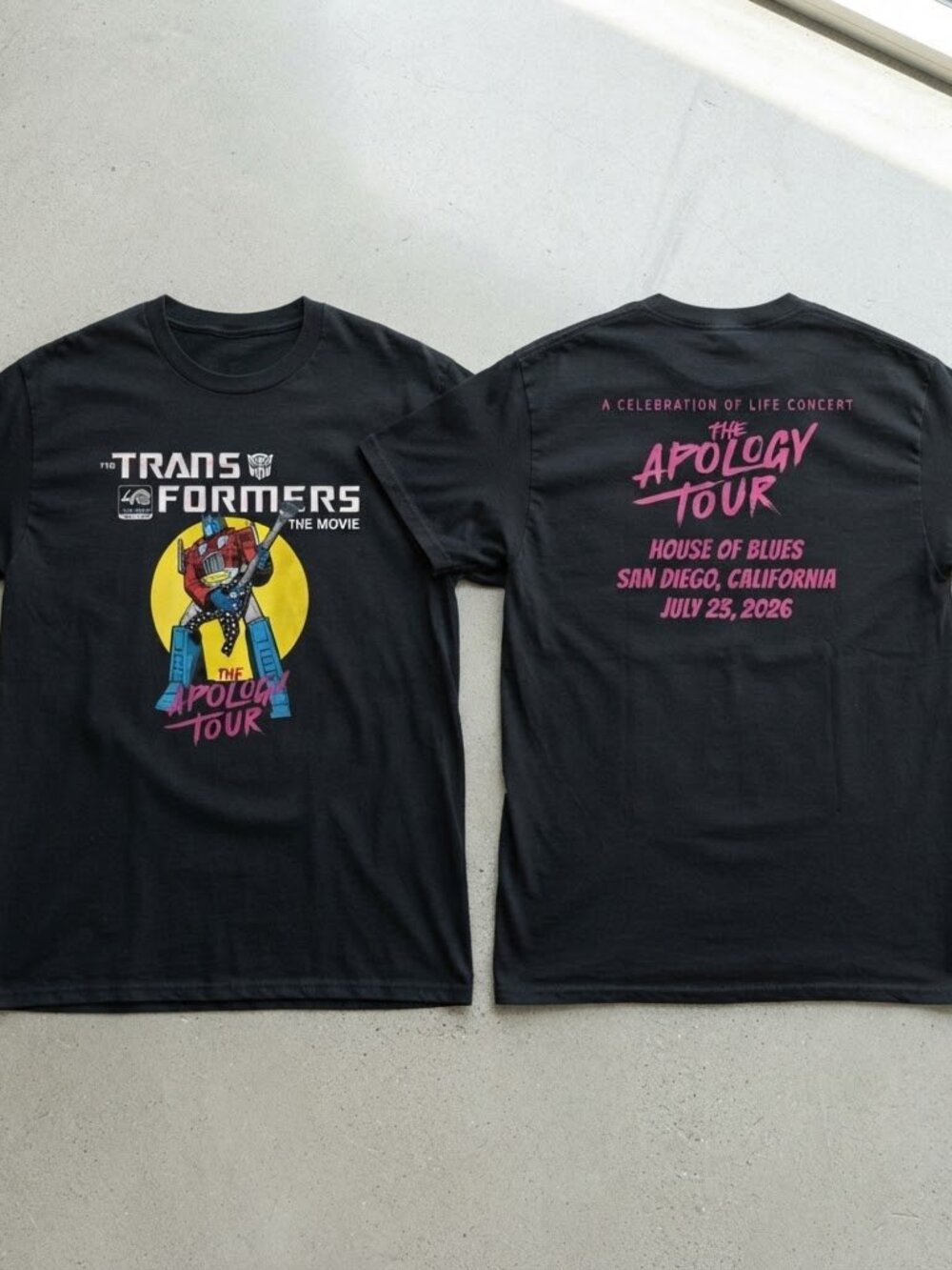 The Apology Tour Transformers Optimus Prime Graphic Black T-Shirt S-4XL